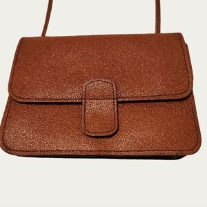 Mundi MINI Pebbled Leather Cognac Crossbody Bag